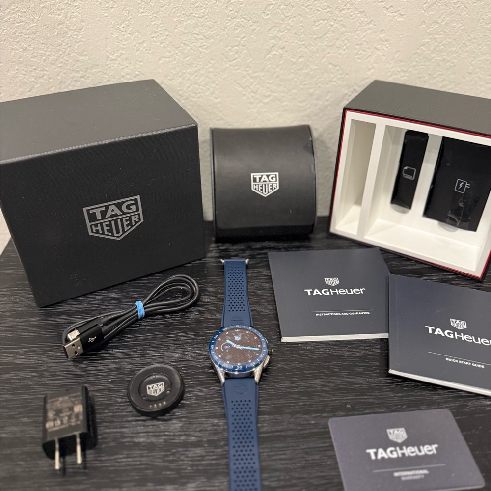 TAG Heuer SBG8A Connected Smart Watch with Blue Rubber Band — Retail $2,350
